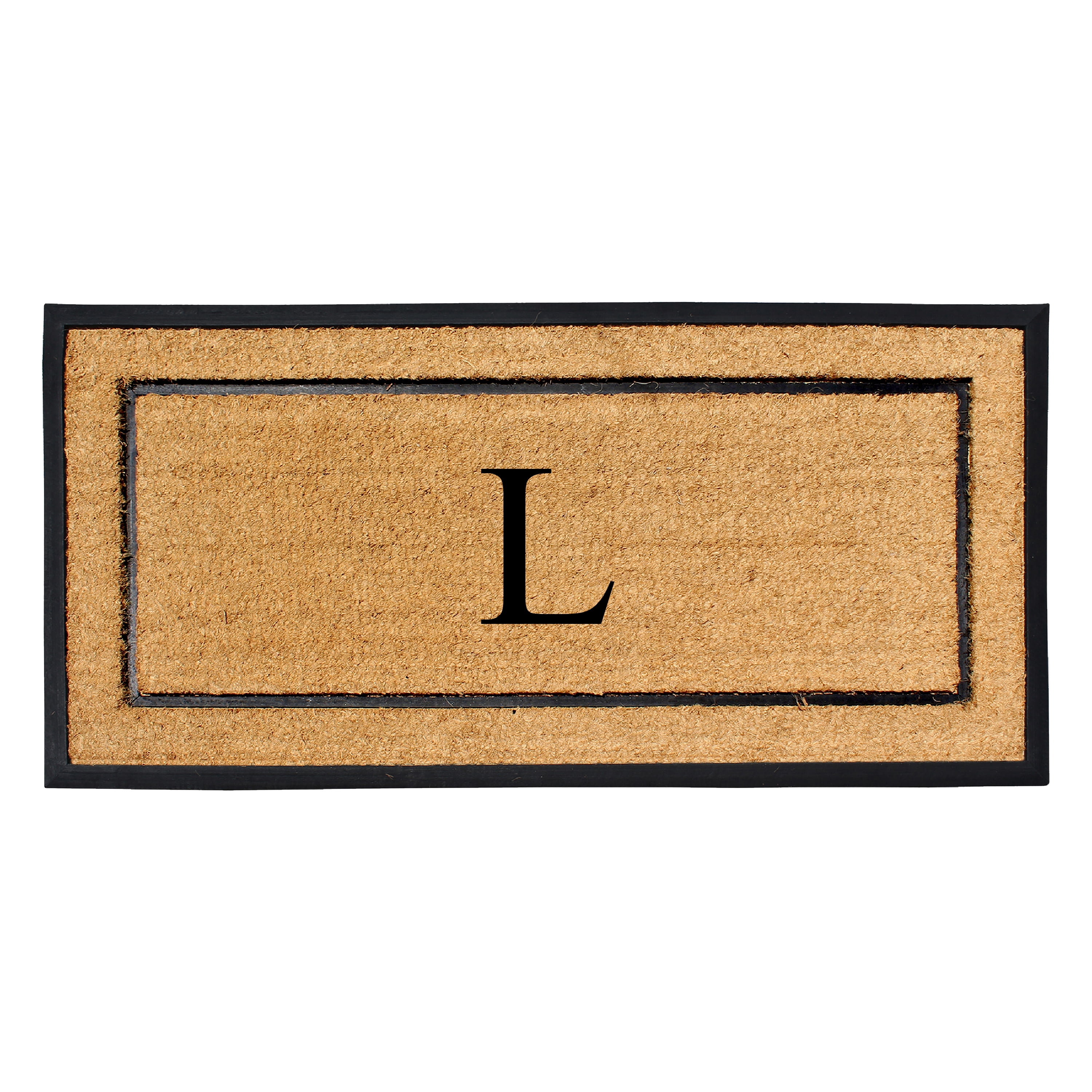 A1HC Natural Coir Monogrammed Doormat, Heavy-Duty Thin Profile Front Door Mat - 30"x60"