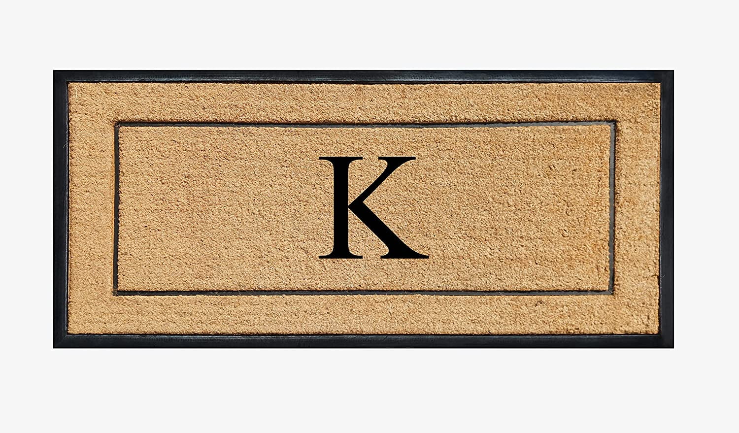 A1HC Natural Coir & Rubber Monogrammed Door Mat, 30x60 in, Thick Durable Heavy-Duty Entrance Mat with Thin Profile for Front Door