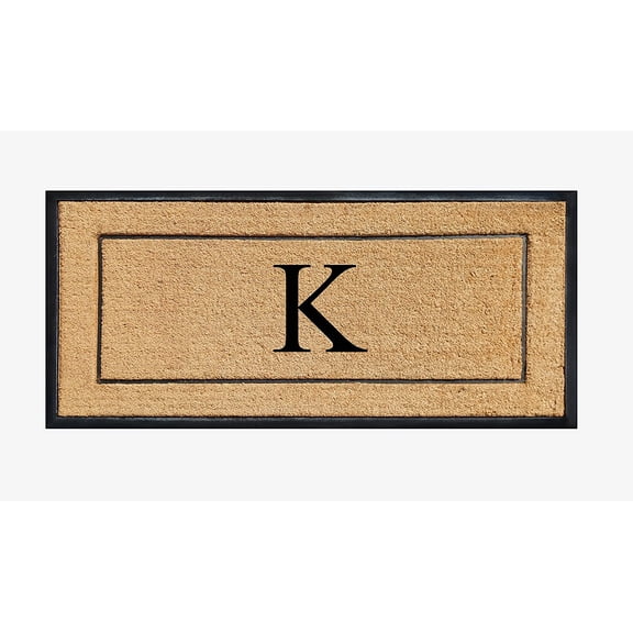 A1HC Natural Coir & Rubber Monogrammed Door Mat, 30x60 in, Thick Durable Heavy-Duty Entrance Mat with Thin Profile for Front Door