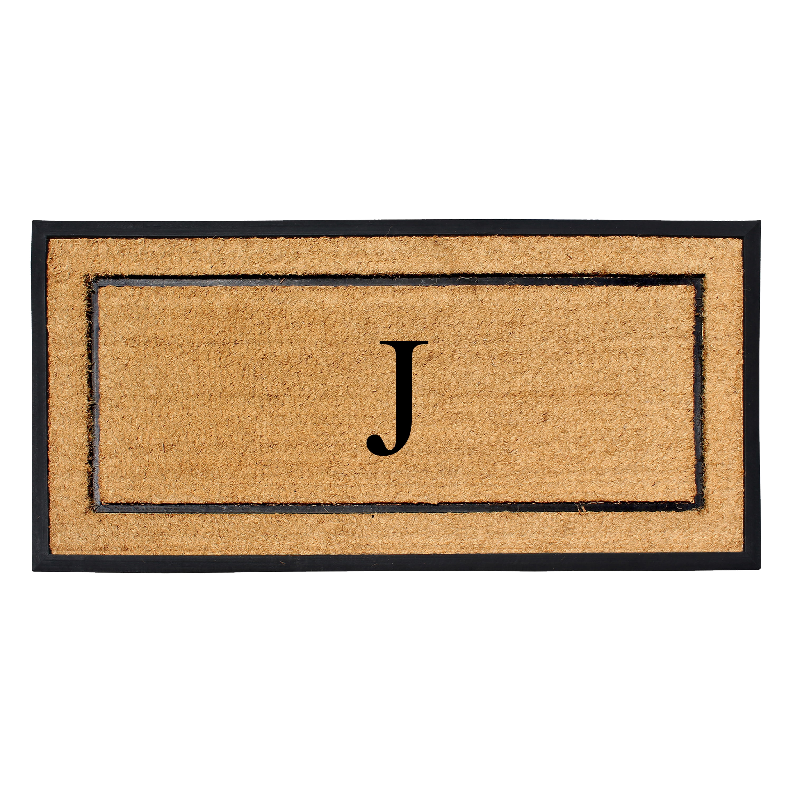 A1HC Natural Coir Monogrammed Doormat, Heavy-Duty Thin Profile Front Door Mat - 30"x60"