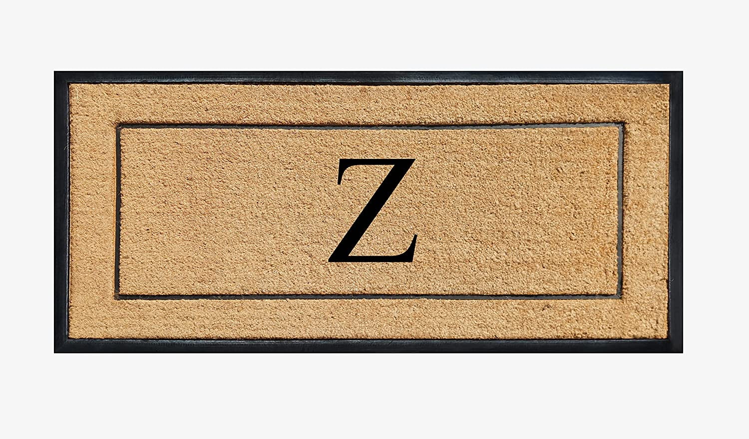 A1HC Natural Coir Monogrammed Doormat, Heavy-Duty Thin Profile Front Door Mat - 30"x60"