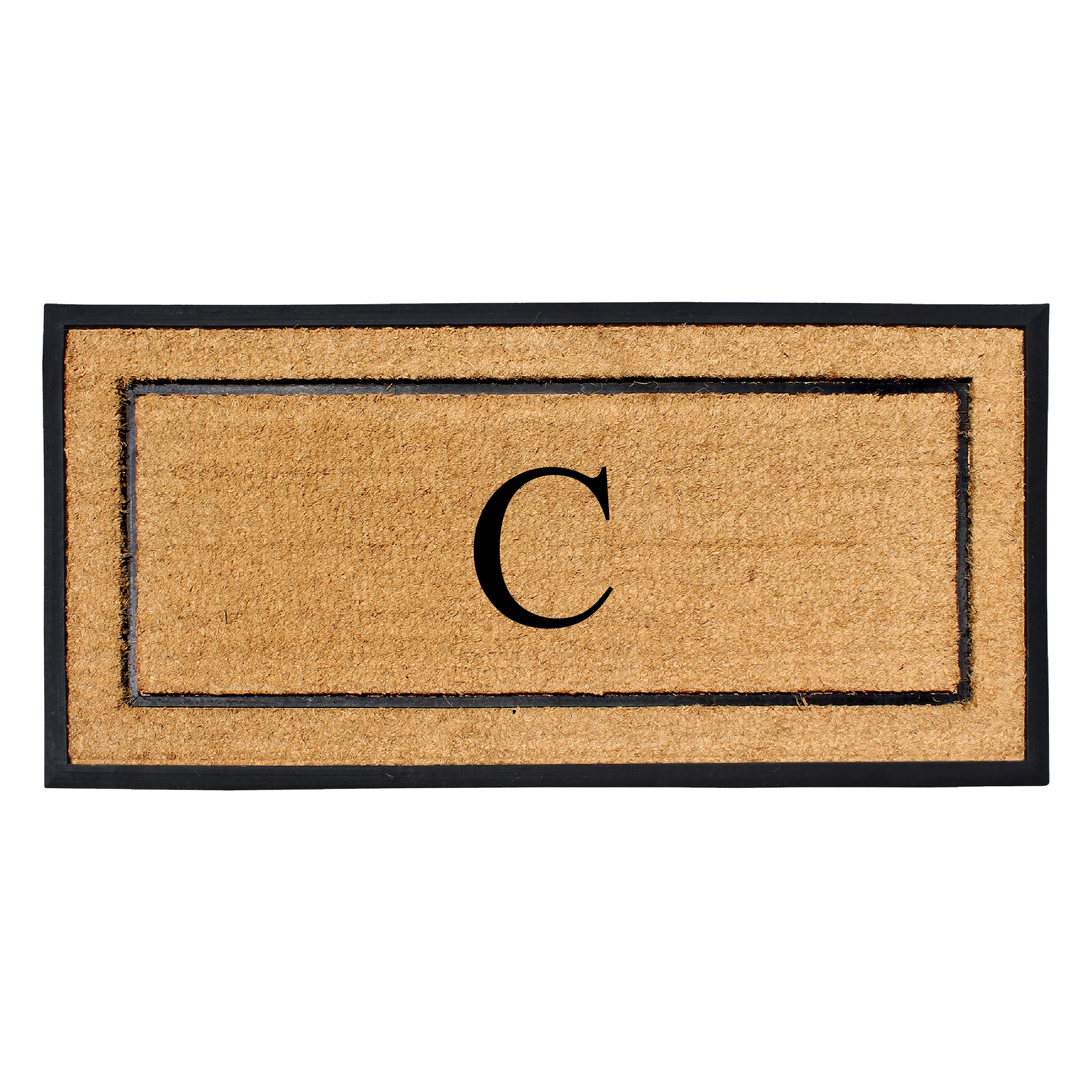 A1HC Natural Coir Monogrammed Doormat, Heavy-Duty Thin Profile Front Door Mat - 30"x60"