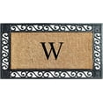 thumbnail image 1 of A1HC Natural Coir and Rubber Paisley border Monogrammed Doormat, Anti-Shed Treated Durable for Outdoor Entrance , 23"X38", Black, 1 of 7