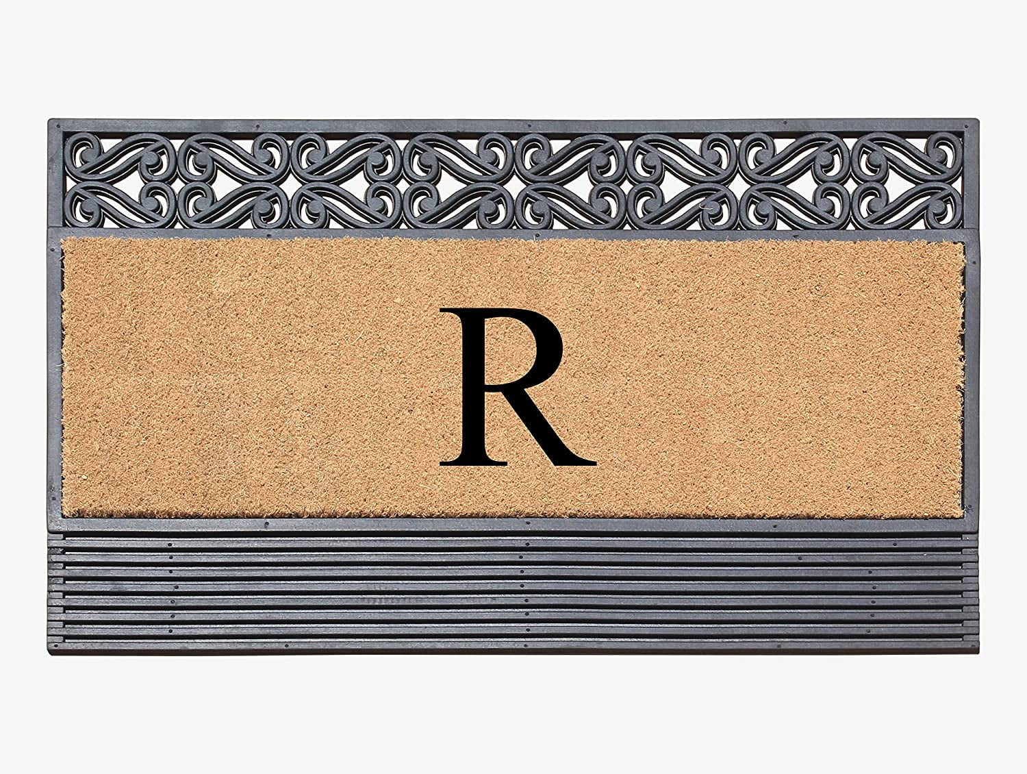 A1HC Natural Rubber & Coir 24x36 Monogrammed Doormat For Front Door
