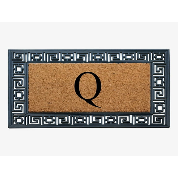 A1HC Natural Rubber & Coir 24x36 Monogrammed Doormat For Front Door, Anti-Shed Treated Durable Doormat for Outdoor Entrance, Heavy Duty, Low Profile, Easy to Clean, Long Lasting Front Porch Entry Rug