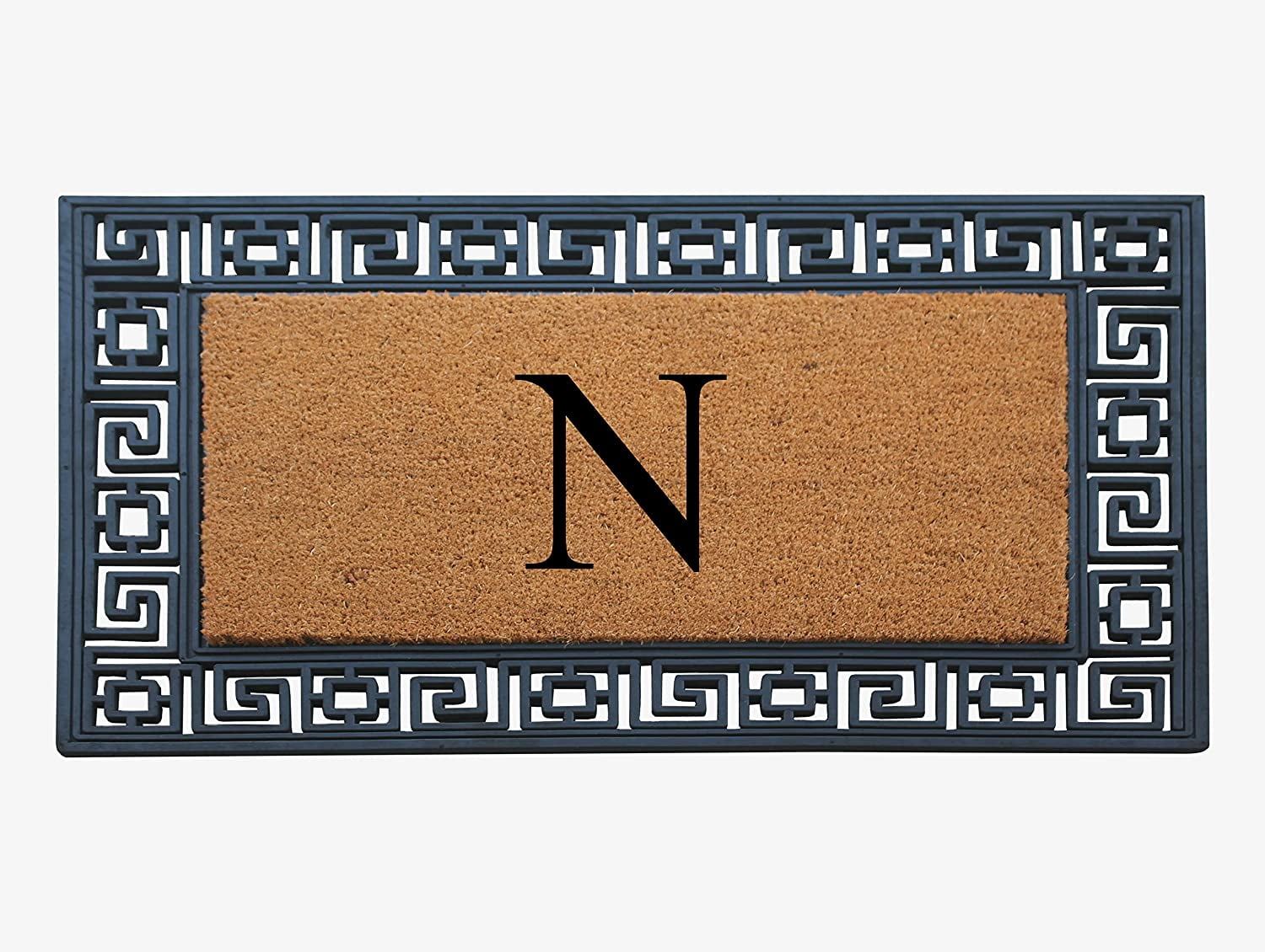 A1HC Natural Rubber & Coir 24x36 Monogrammed Doormat For Front Door, Anti-Shed Treated Durable Doormat for Outdoor Entrance, Heavy Duty, Low Profile, Easy to Clean, Long Lasting Front Porch Entry Rug