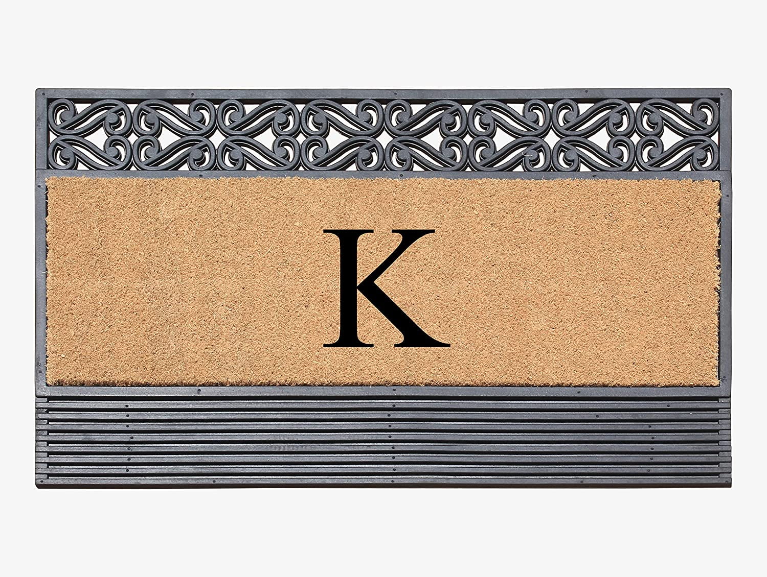 A1HC Natural Rubber & Coir 24x36 Monogrammed Doormat For Front Door, Anti-Shed Treated Durable Doormat for Outdoor Entrance, Heavy Duty, Low Profile, Easy to Clean, Long Lasting Front Porch Entry Rug