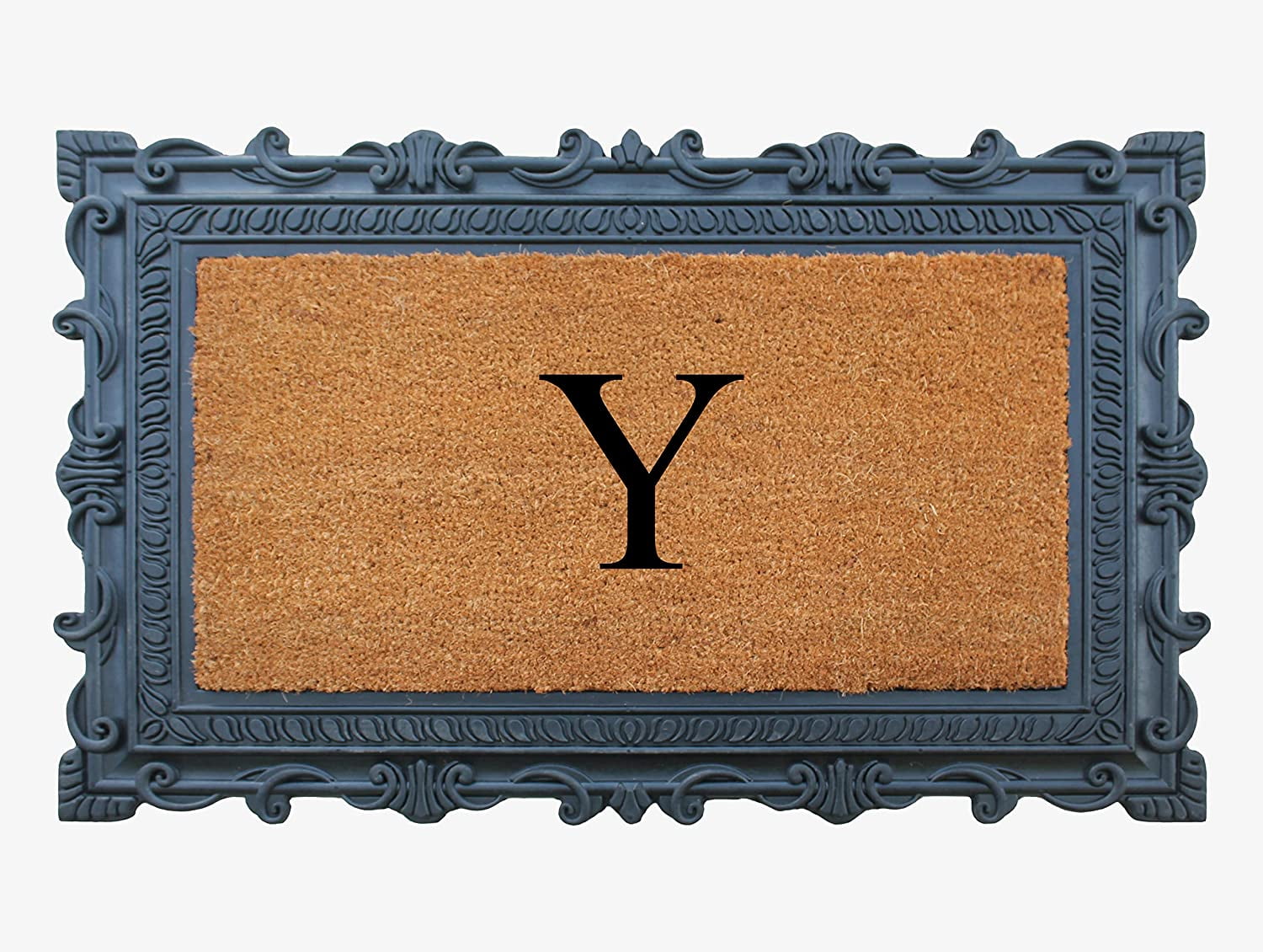 A1HC Natural Rubber & Coir 24x36 Monogrammed Doormat For Front Door, Anti-Shed Treated Durable Doormat for Outdoor Entrance, Heavy Duty, Low Profile, Easy to Clean, Long Lasting Front Porch Entry Rug