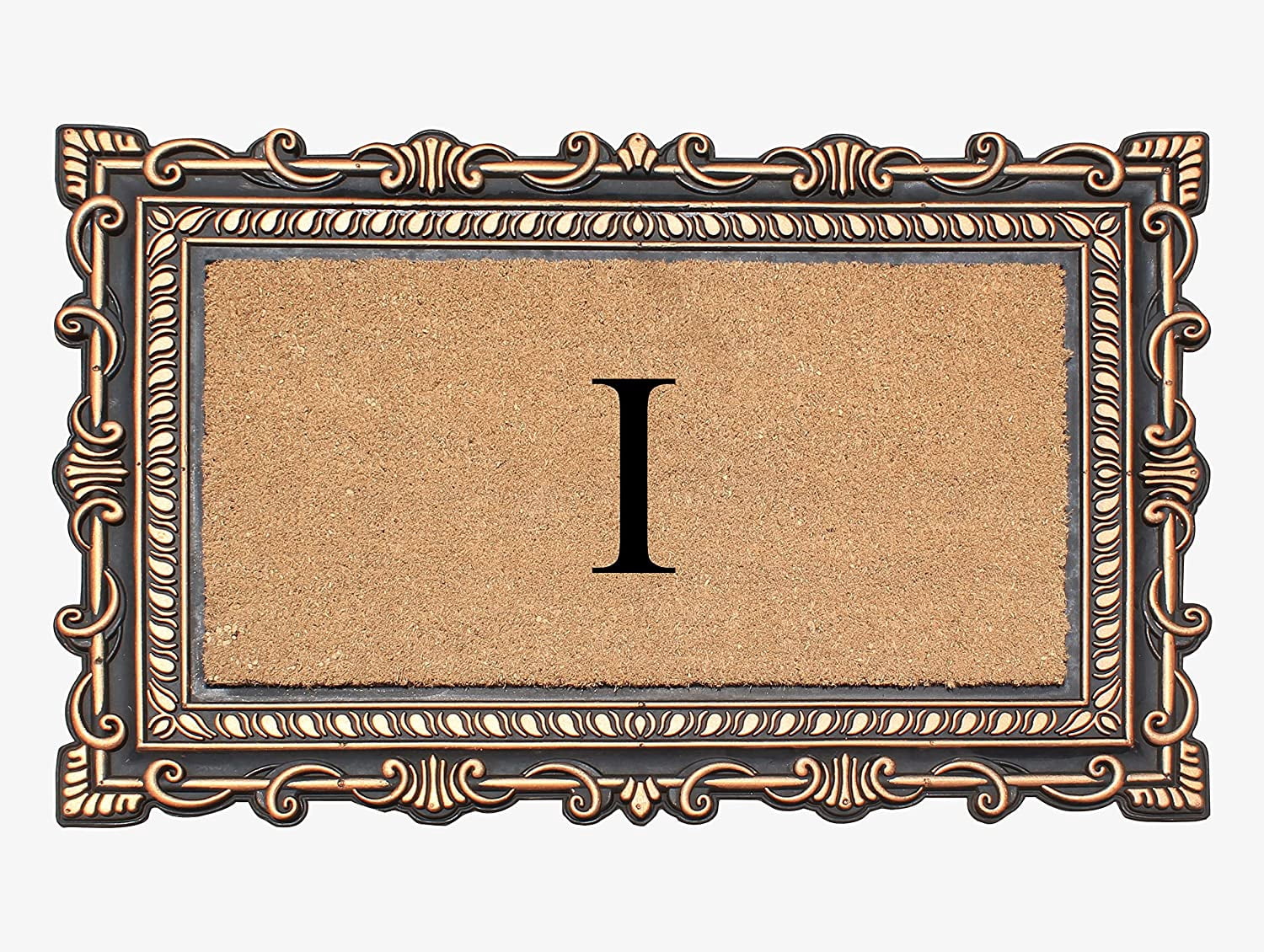 A1HC Natural Rubber & Coir 24x36 Monogrammed Doormat For Front Door, Anti-Shed Treated Durable Doormat for Outdoor Entrance, Heavy Duty, Low Profile, Easy to Clean, Long Lasting Front Porch Entry Rug