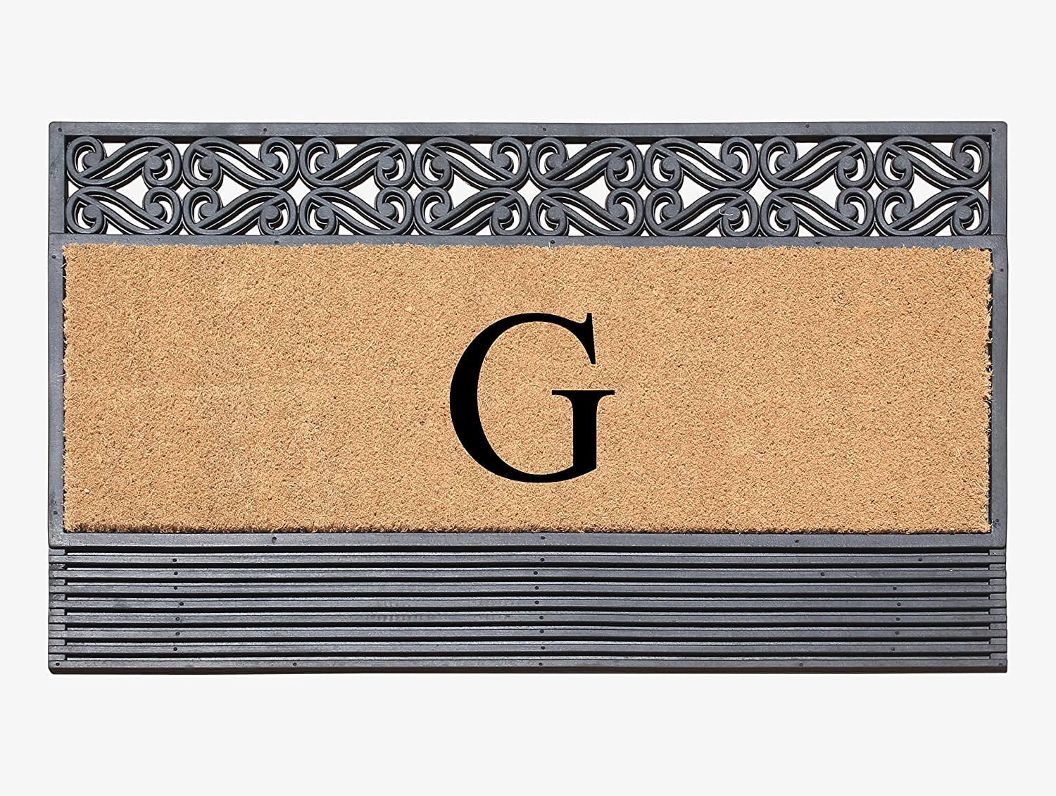 A1HC Natural Rubber & Coir 24x36 Monogrammed Doormat For Front Door, Anti-Shed Treated Durable Doormat for Outdoor Entrance, Heavy Duty, Low Profile, Easy to Clean, Long Lasting Front Porch Entry Rug