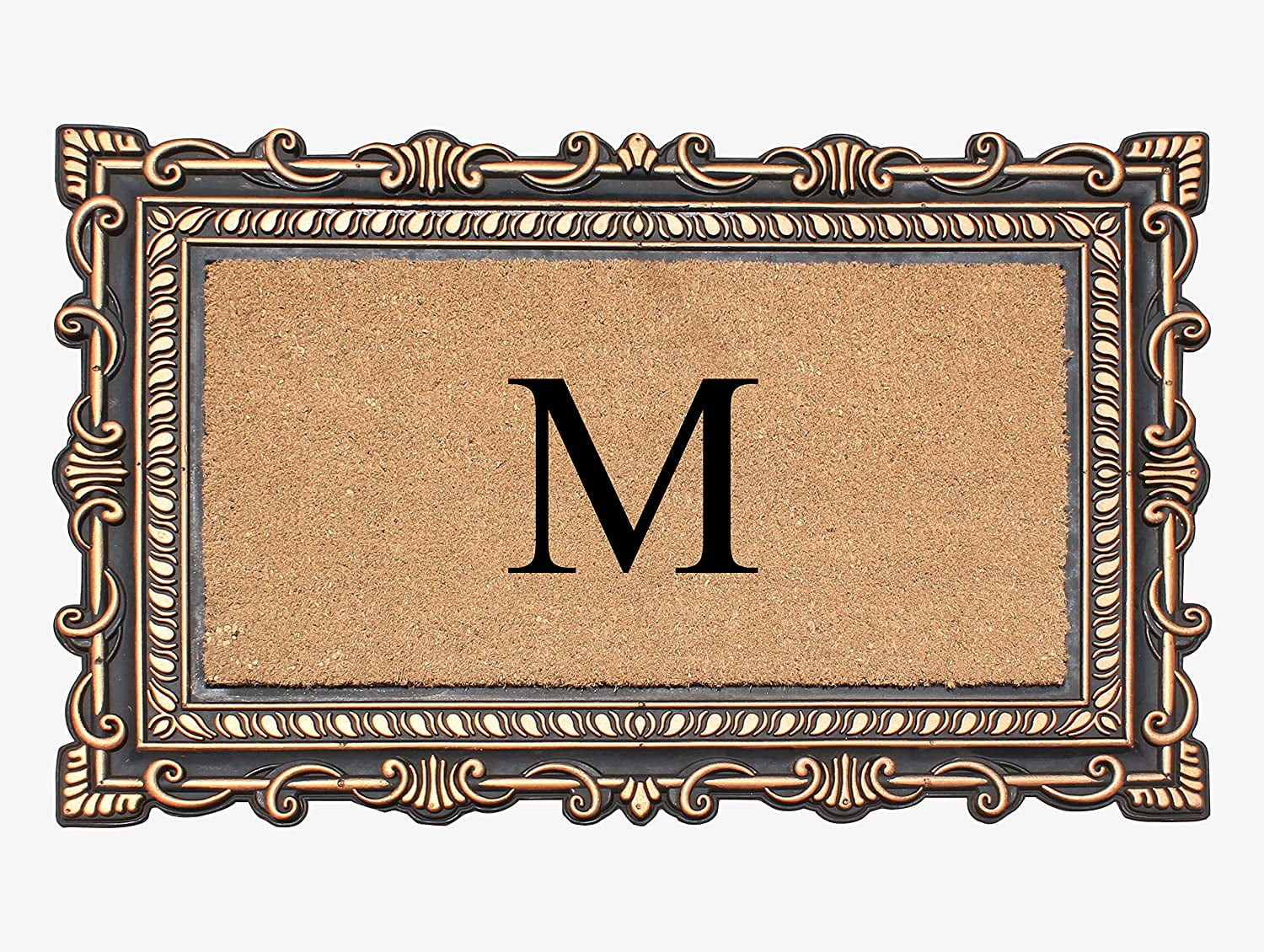 A1HC Natural Rubber & Coir 24x36 Monogrammed Doormat For Front Door, Anti-Shed Treated Durable Doormat for Outdoor Entrance, Heavy Duty, Low Profile, Easy to Clean, Long Lasting Front Porch Entry Rug