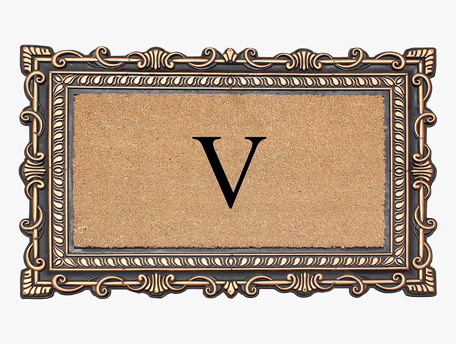 A1HC 24x36 Monogrammed Doormat, Heavy Duty Rubber & Coir, Anti-Shed, Durable Outdoor Entrance Rug