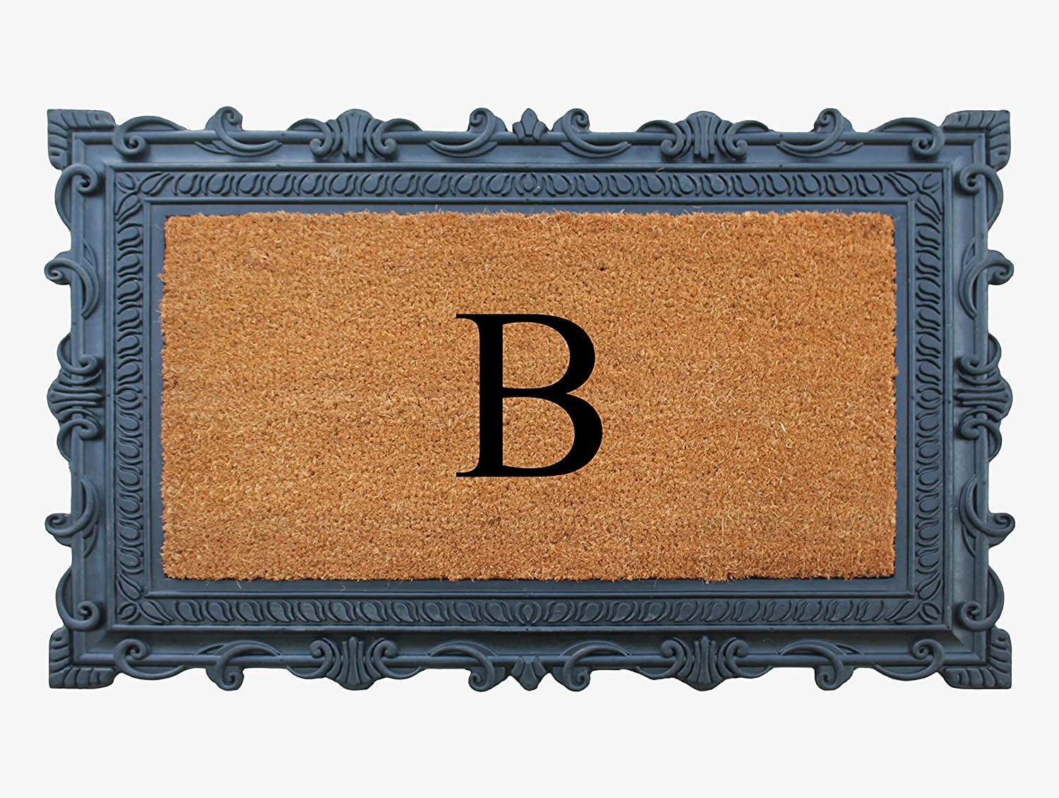 A1HC Natural Rubber & Coir 24x36 Monogrammed Doormat For Front Door, Anti-Shed Treated Durable Doormat for Outdoor Entrance, Heavy Duty, Low Profile, Easy to Clean, Long Lasting Front Porch Entry Rug