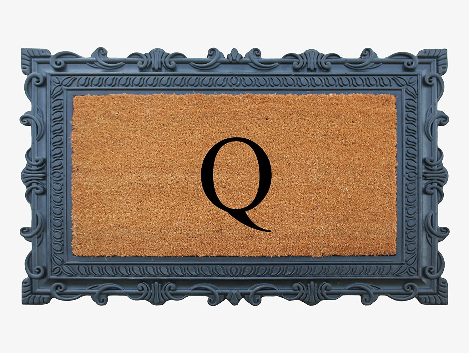 A1HC Natural Rubber & Coir 24x36 Monogrammed Doormat For Front Door, Anti-Shed Treated Durable Doormat for Outdoor Entrance, Heavy Duty, Low Profile, Easy to Clean, Long Lasting Front Porch Entry Rug