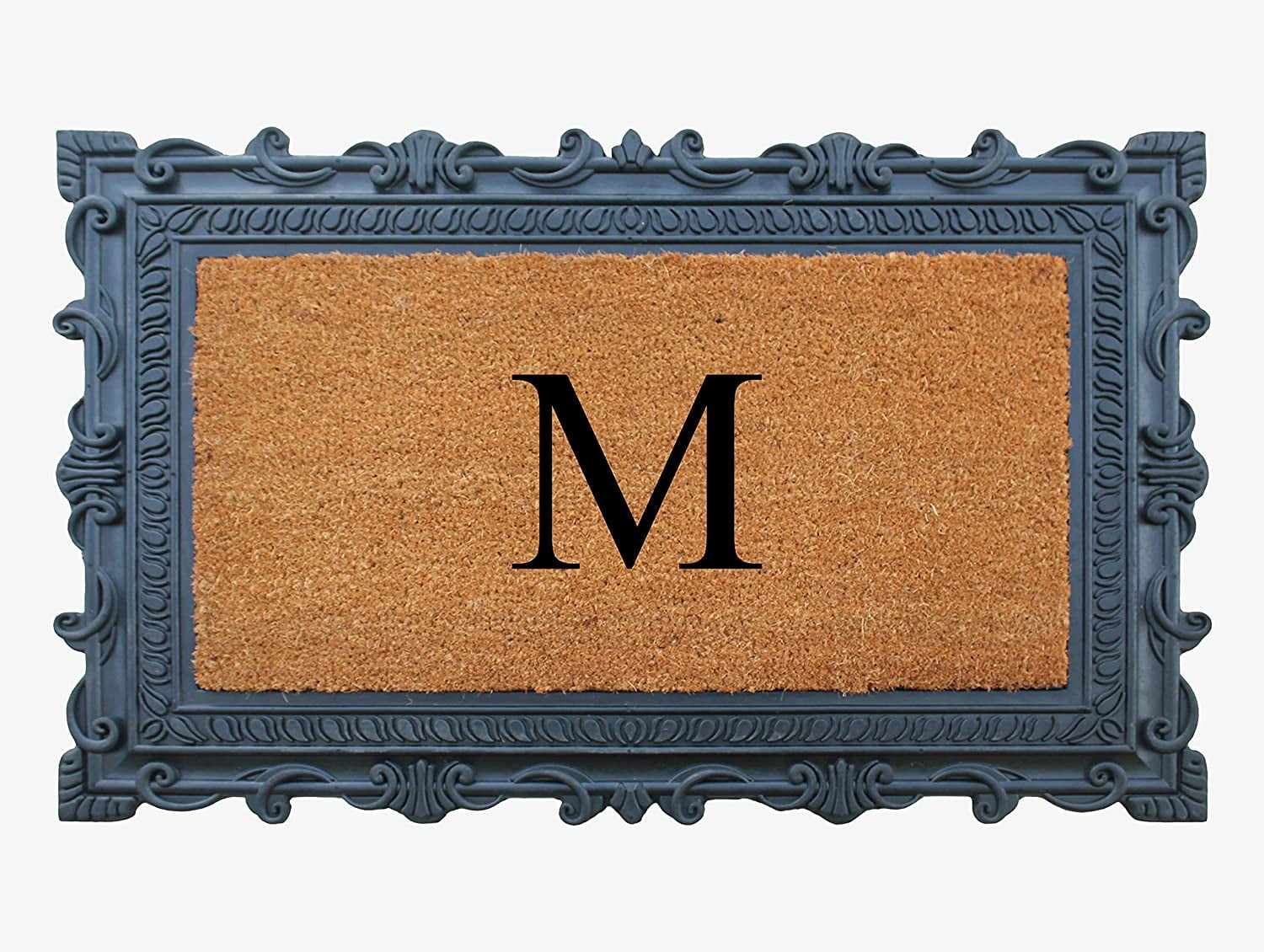 A1HC Natural Rubber & Coir 24x36 Monogrammed Doormat For Front Door, Anti-Shed Treated Durable Doormat for Outdoor Entrance, Heavy Duty, Low Profile, Easy to Clean, Long Lasting Front Porch Entry Rug