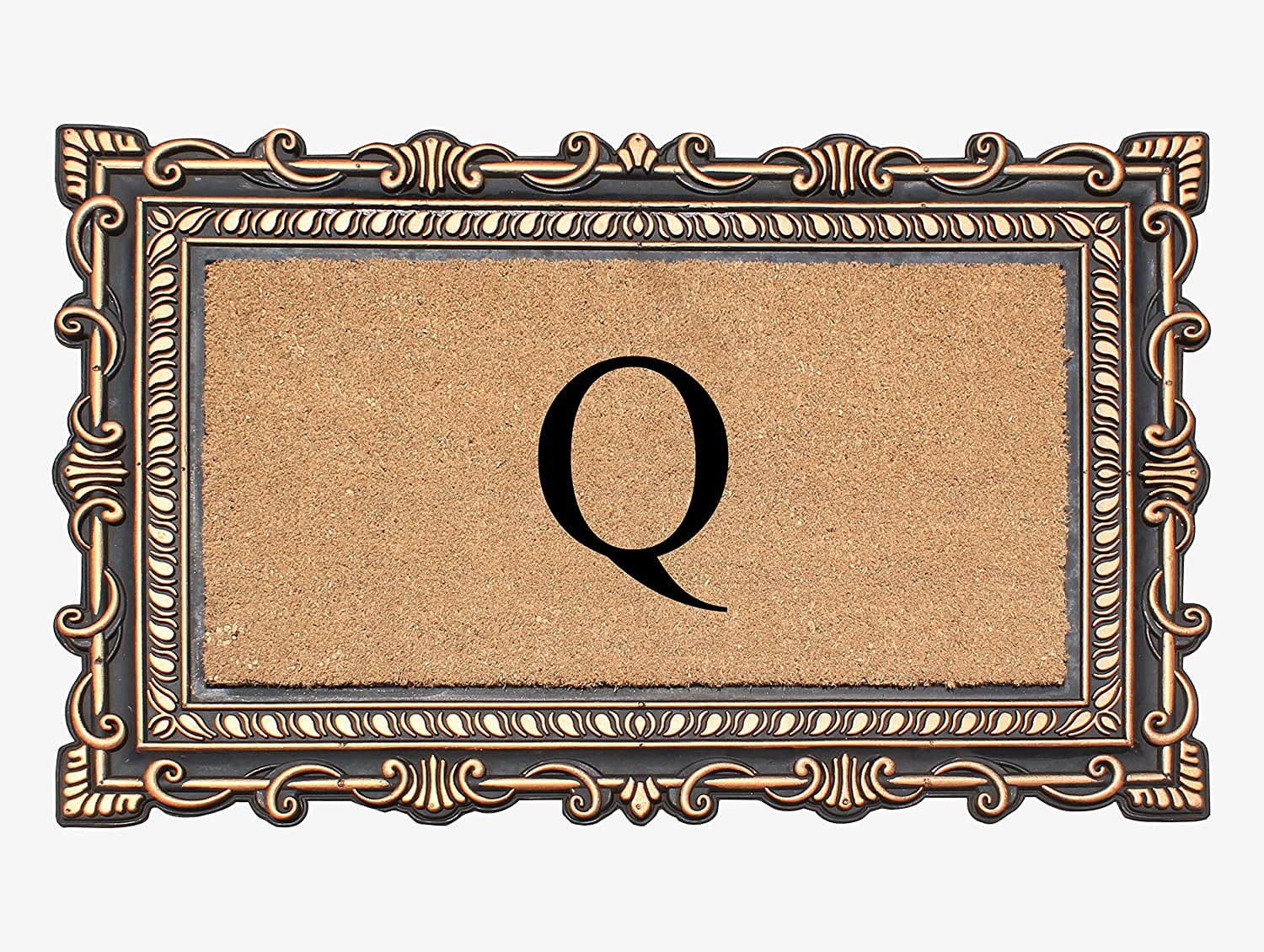 A1HC Natural Rubber & Coir 24x36 Monogrammed Doormat For Front Door, Anti-Shed Treated Durable Doormat for Outdoor Entrance, Heavy Duty, Low Profile, Easy to Clean, Long Lasting Front Porch Entry Rug