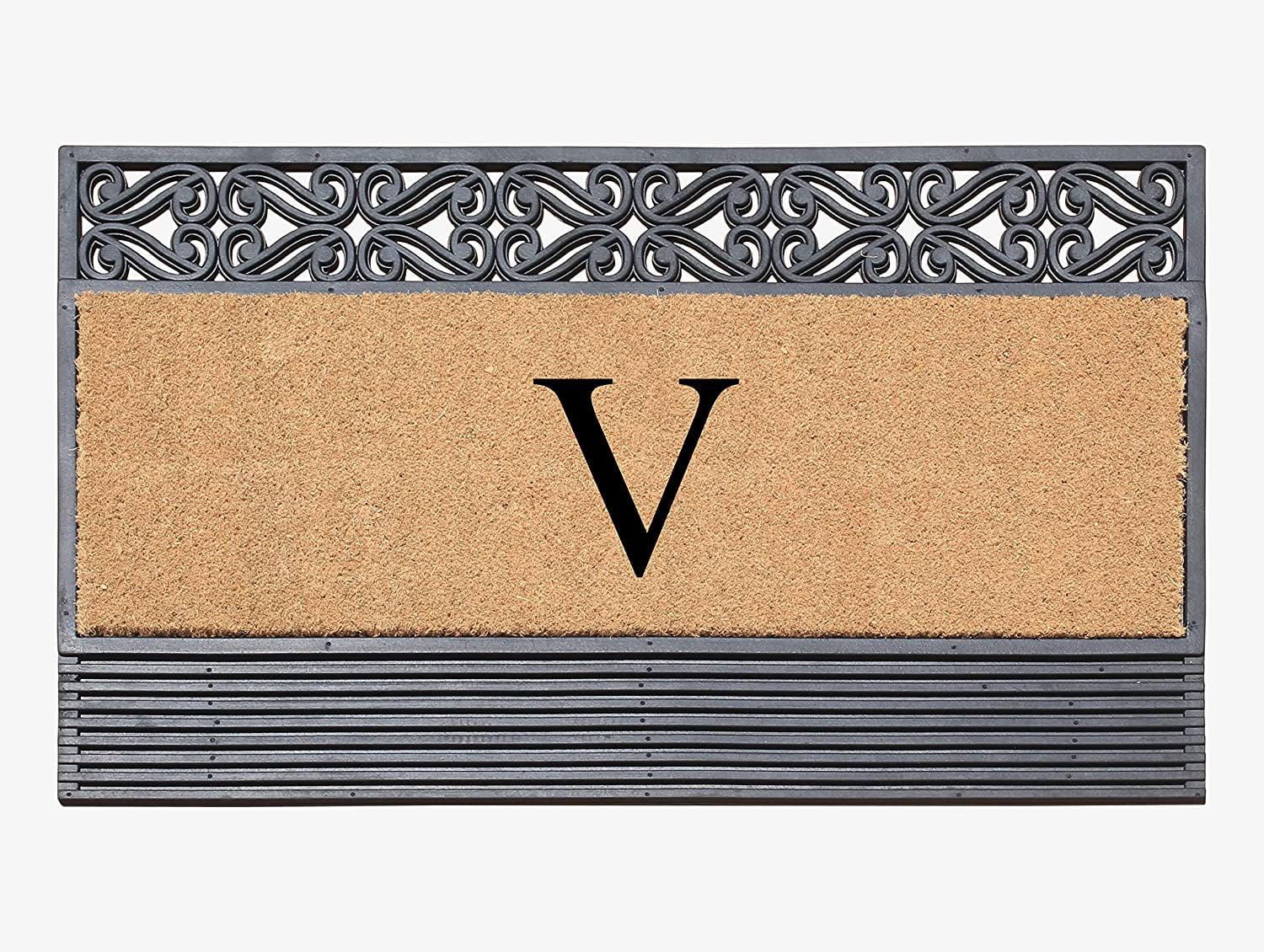 A1HC Natural Rubber & Coir 24x36 Monogrammed Doormat For Front Door, Anti-Shed Treated Durable Doormat for Outdoor Entrance, Heavy Duty, Low Profile, Easy to Clean, Long Lasting Front Porch Entry Rug