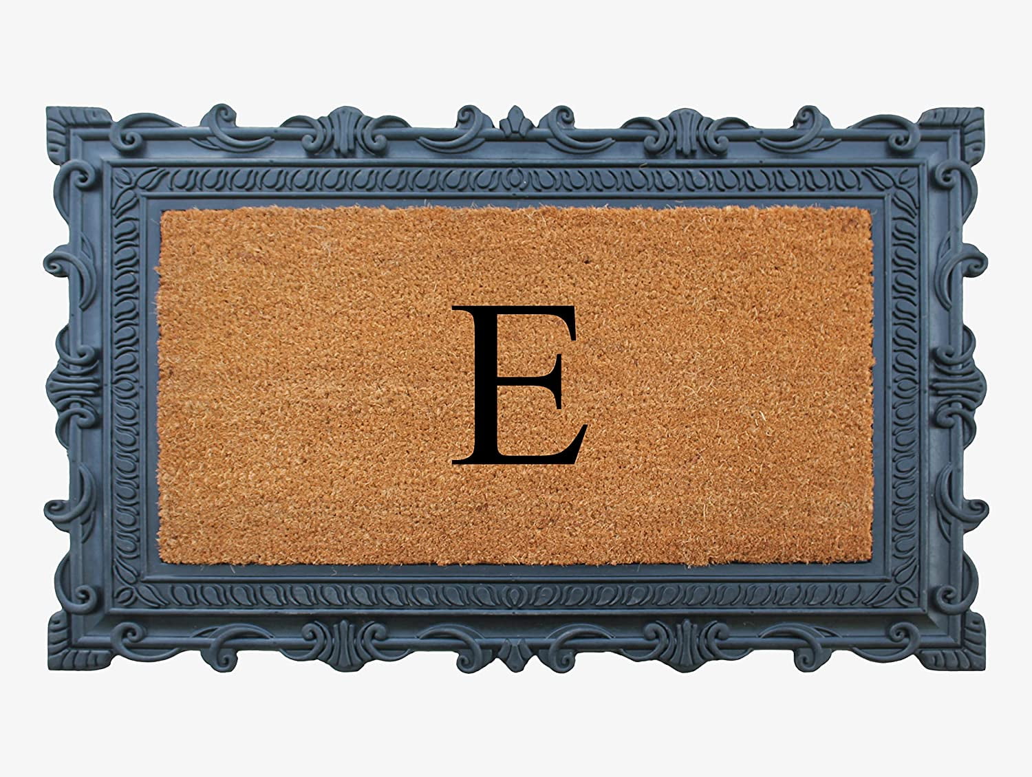 A1HC Natural Rubber & Coir 24x36 Monogrammed Doormat For Front Door, Anti-Shed Treated Durable Doormat for Outdoor Entrance, Heavy Duty, Low Profile, Easy to Clean, Long Lasting Front Porch Entry Rug