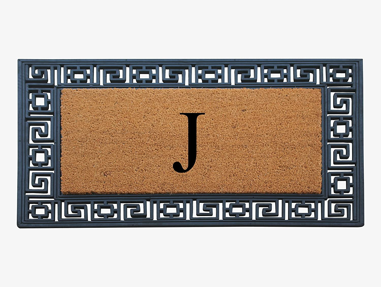 A1HC Natural Rubber & Coir 24x36 Monogrammed Doormat For Front Door, Anti-Shed Treated Durable Doormat for Outdoor Entrance, Heavy Duty, Low Profile, Easy to Clean, Long Lasting Front Porch Entry Rug