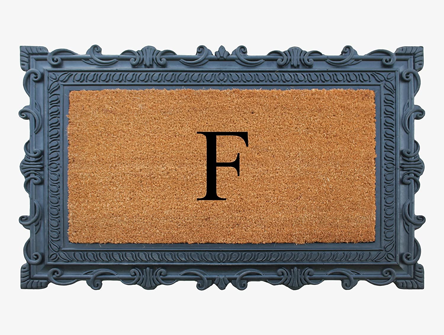 A1HC Natural Rubber & Coir 24x36 Monogrammed Doormat For Front Door, Anti-Shed Treated Durable Doormat for Outdoor Entrance, Heavy Duty, Low Profile, Easy to Clean, Long Lasting Front Porch Entry Rug