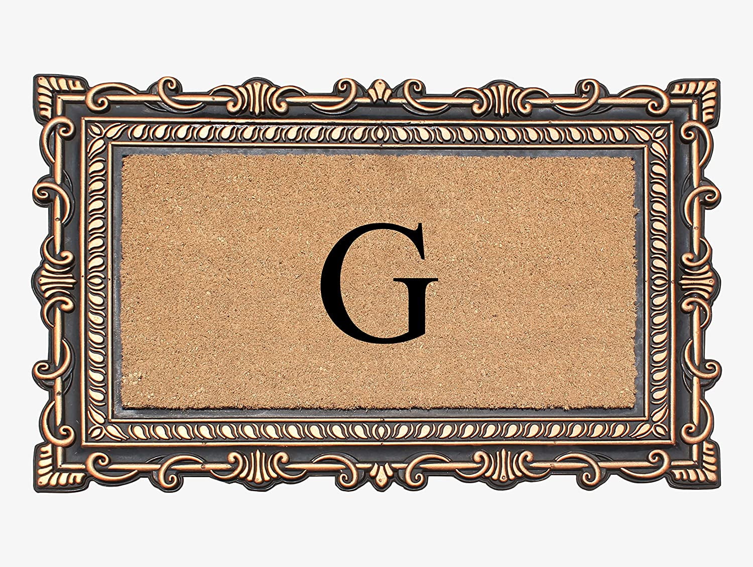 A1HC Natural Rubber & Coir 24x36 Monogrammed Doormat For Front Door, Anti-Shed Treated Durable Doormat for Outdoor Entrance, Heavy Duty, Low Profile, Easy to Clean, Long Lasting Front Porch Entry Rug