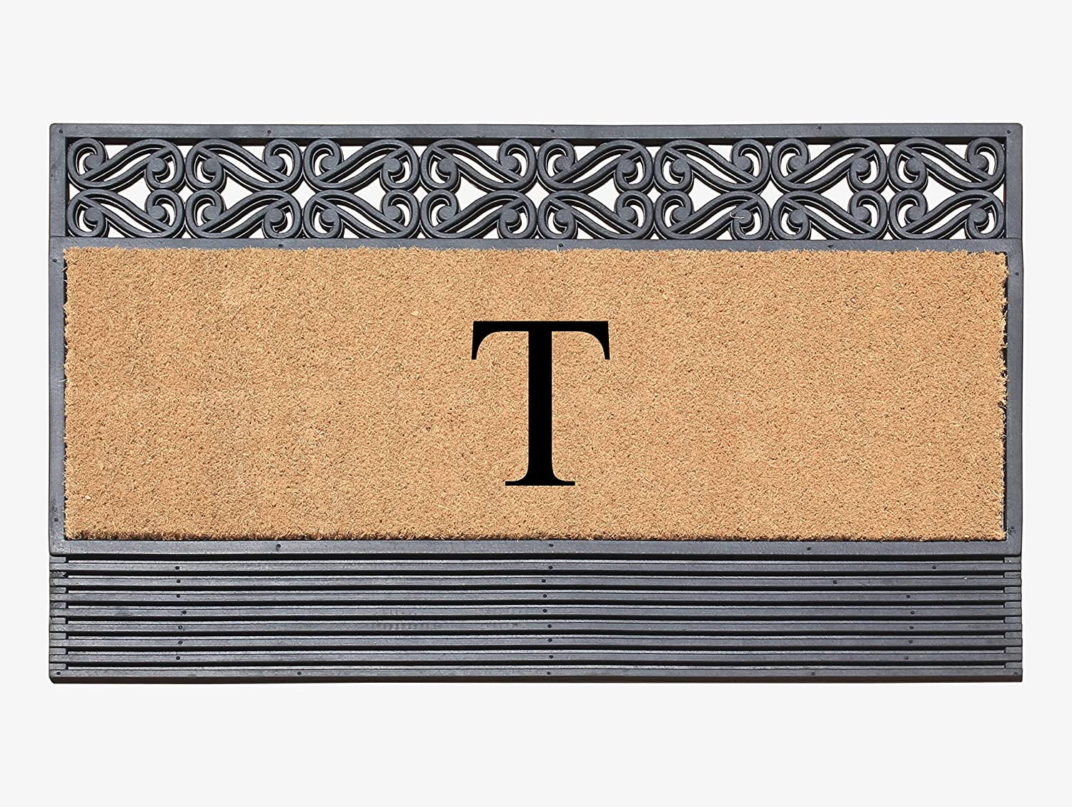 A1HC Natural Rubber & Coir 24x36 Monogrammed Doormat For Front Door, Anti-Shed Treated Durable Doormat for Outdoor Entrance, Heavy Duty, Low Profile, Easy to Clean, Long Lasting Front Porch Entry Rug