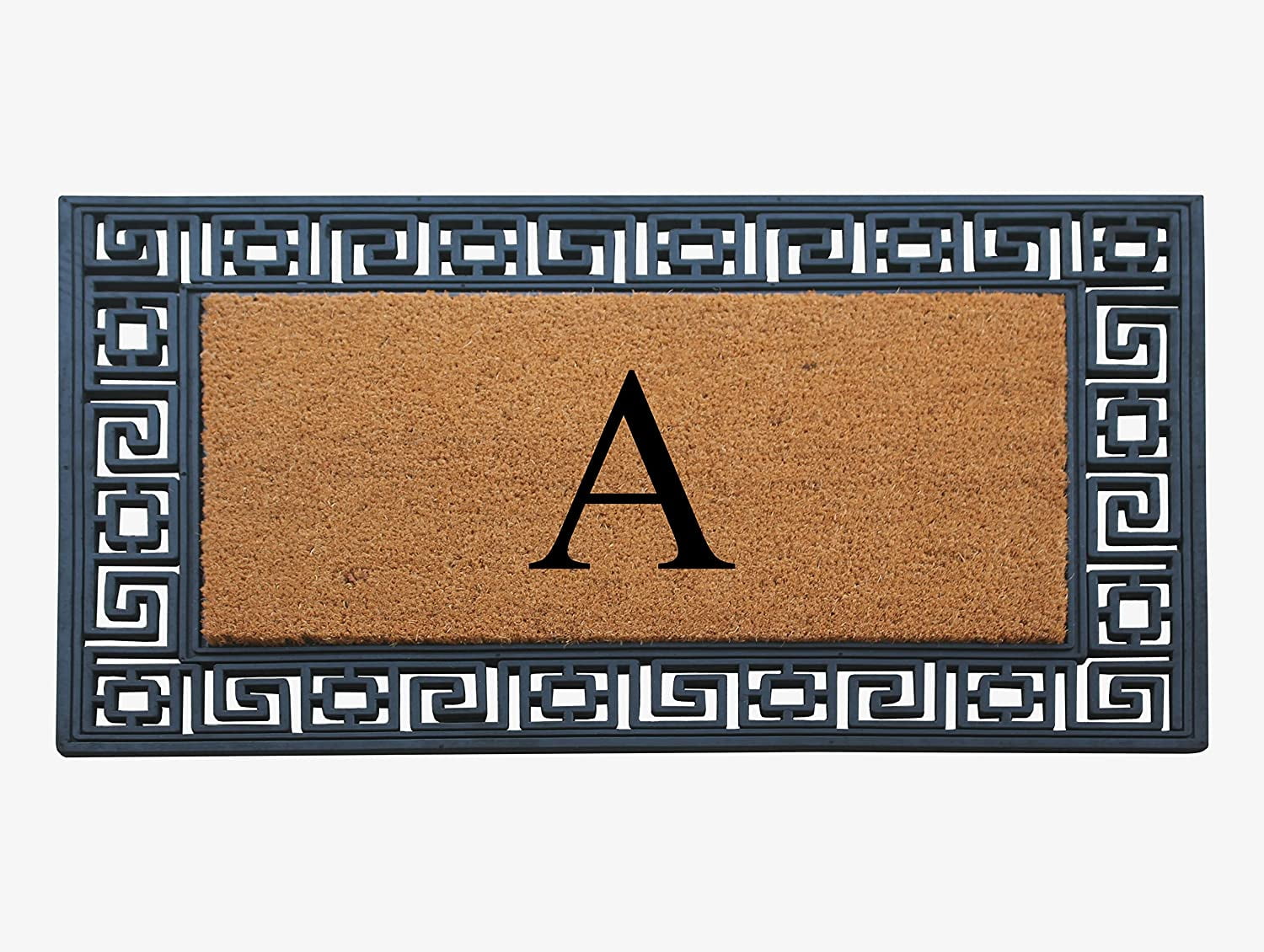 A1HC Natural Rubber & Coir 24x36 Monogrammed Doormat For Front Door, Anti-Shed Treated Durable Doormat for Outdoor Entrance, Heavy Duty, Low Profile, Easy to Clean, Long Lasting Front Porch Entry Rug
