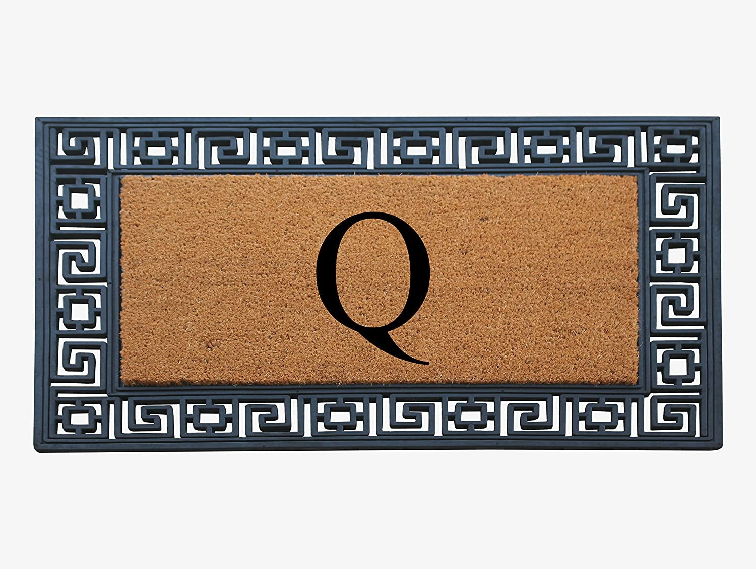 A1HC Natural Rubber & Coir 24x36 Monogrammed Doormat For Front Door, Anti-Shed Treated Durable Doormat for Outdoor Entrance, Heavy Duty, Low Profile, Easy to Clean, Long Lasting Front Porch Entry Rug