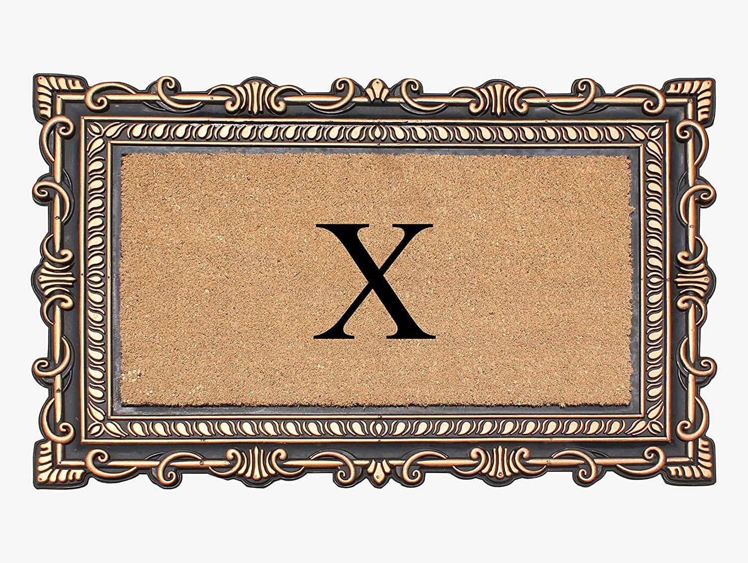 A1HC Natural Rubber & Coir 24x36 Monogrammed Doormat For Front Door, Anti-Shed Treated Durable Doormat for Outdoor Entrance, Heavy Duty, Low Profile, Easy to Clean, Long Lasting Front Porch Entry Rug