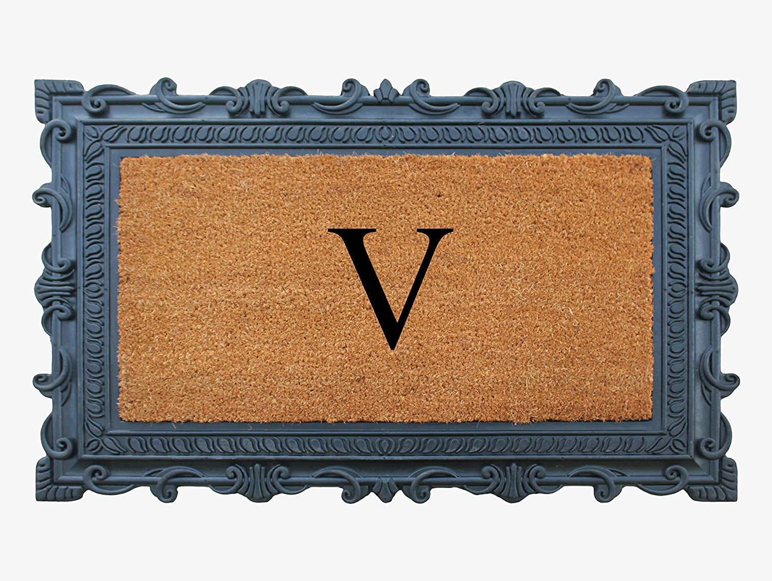 A1HC Natural Rubber & Coir 24x36 Monogrammed Doormat For Front Door, Anti-Shed Treated Durable Doormat for Outdoor Entrance, Heavy Duty, Low Profile, Easy to Clean, Long Lasting Front Porch Entry Rug