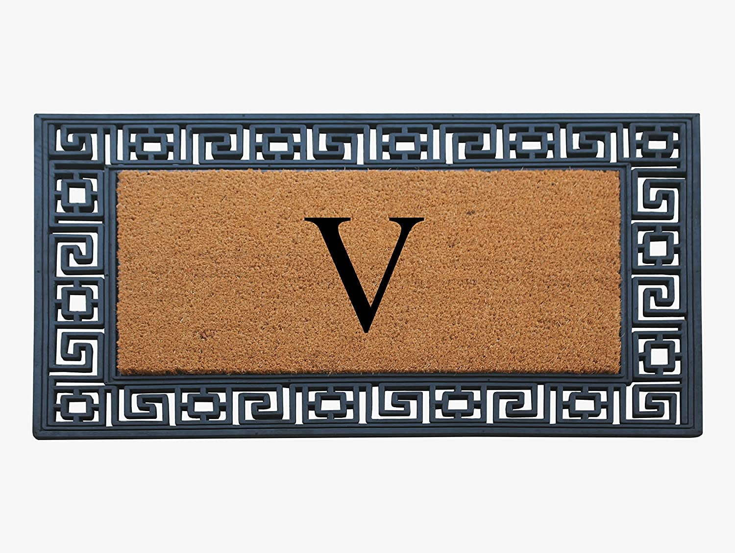 A1HC Natural Rubber & Coir 24x36 Monogrammed Doormat For Front Door, Anti-Shed Treated Durable Doormat for Outdoor Entrance, Heavy Duty, Low Profile, Easy to Clean, Long Lasting Front Porch Entry Rug