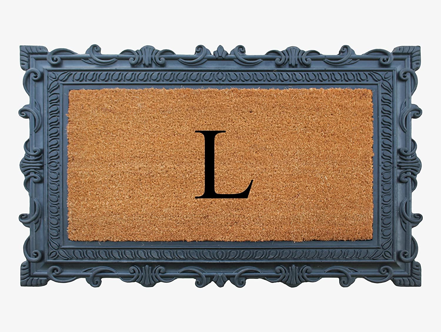 A1HC Natural Rubber & Coir 24x36 Monogrammed Doormat For Front Door, Anti-Shed Treated Durable Doormat for Outdoor Entrance, Heavy Duty, Low Profile, Easy to Clean, Long Lasting Front Porch Entry Rug