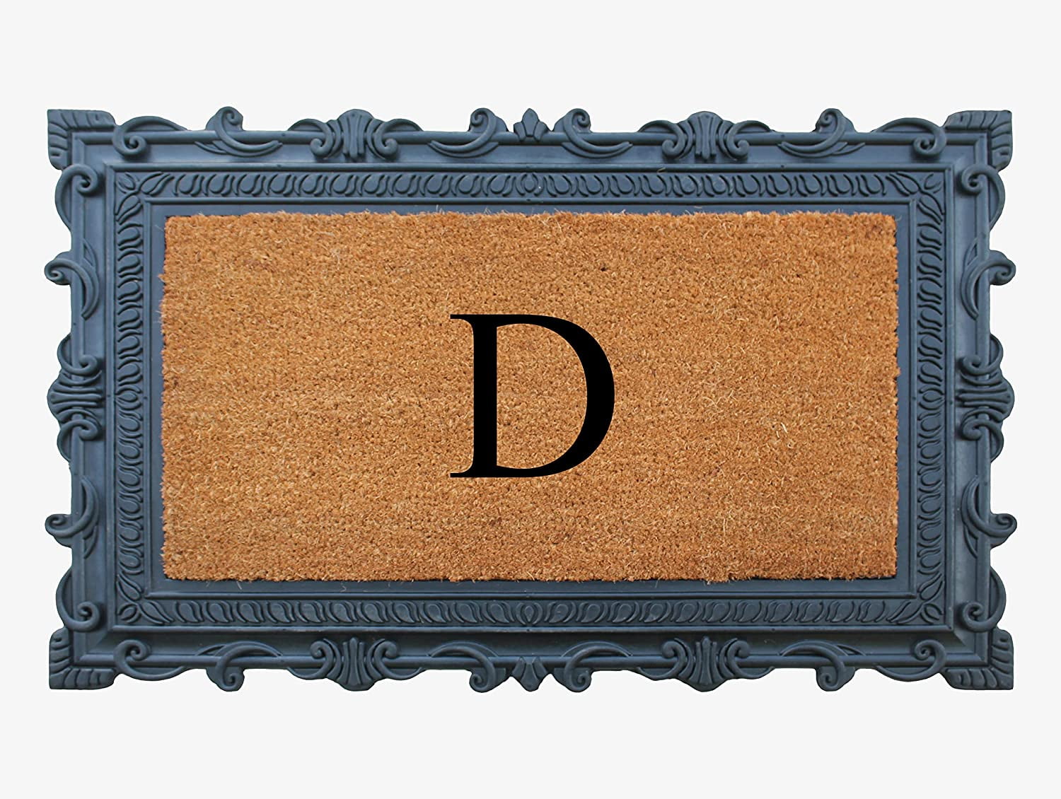 A1HC Natural Rubber & Coir 24x36 Monogrammed Doormat For Front Door, Anti-Shed Treated Durable Doormat for Outdoor Entrance, Heavy Duty, Low Profile, Easy to Clean, Long Lasting Front Porch Entry Rug