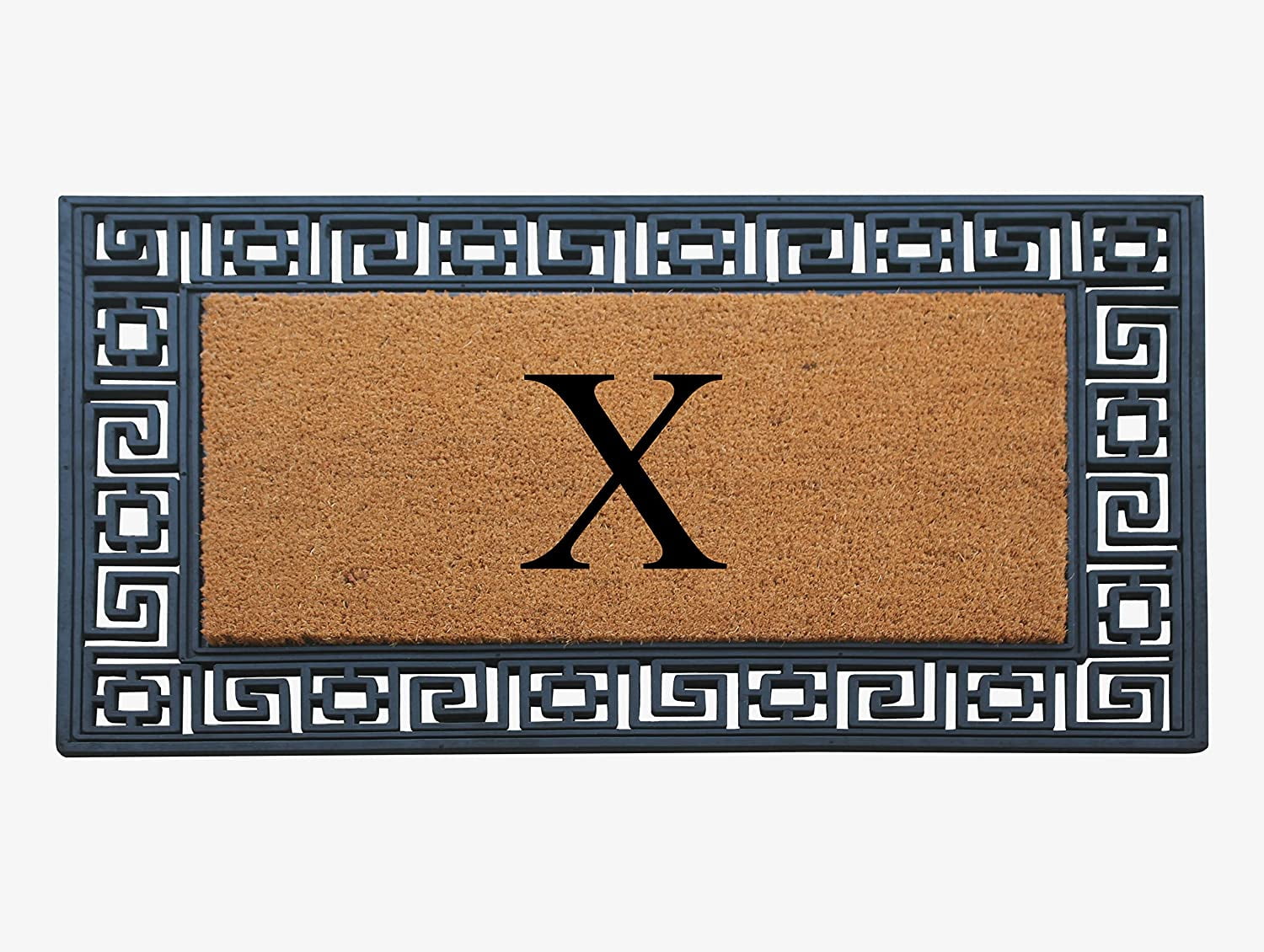 A1HC Natural Rubber & Coir 24x36 Monogrammed Doormat For Front Door, Anti-Shed Treated Durable Doormat for Outdoor Entrance, Heavy Duty, Low Profile, Easy to Clean, Long Lasting Front Porch Entry Rug