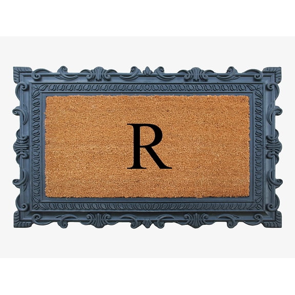 A1HC Natural Rubber & Coir 24x36 Monogrammed Doormat For Front Door, Anti-Shed Treated Durable Doormat for Outdoor Entrance, Heavy Duty, Low Profile, Easy to Clean, Long Lasting Front Porch Entry Rug