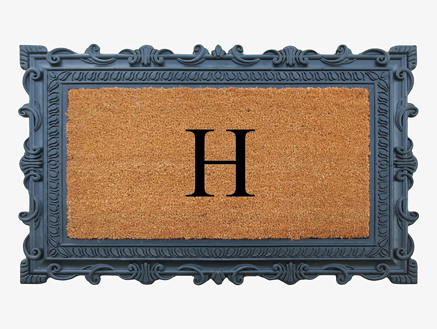 A1HC Natural Rubber & Coir 24x36 Monogrammed Doormat For Front Door, Anti-Shed Treated Durable Doormat for Outdoor Entrance, Heavy Duty, Low Profile, Easy to Clean, Long Lasting Front Porch Entry Rug