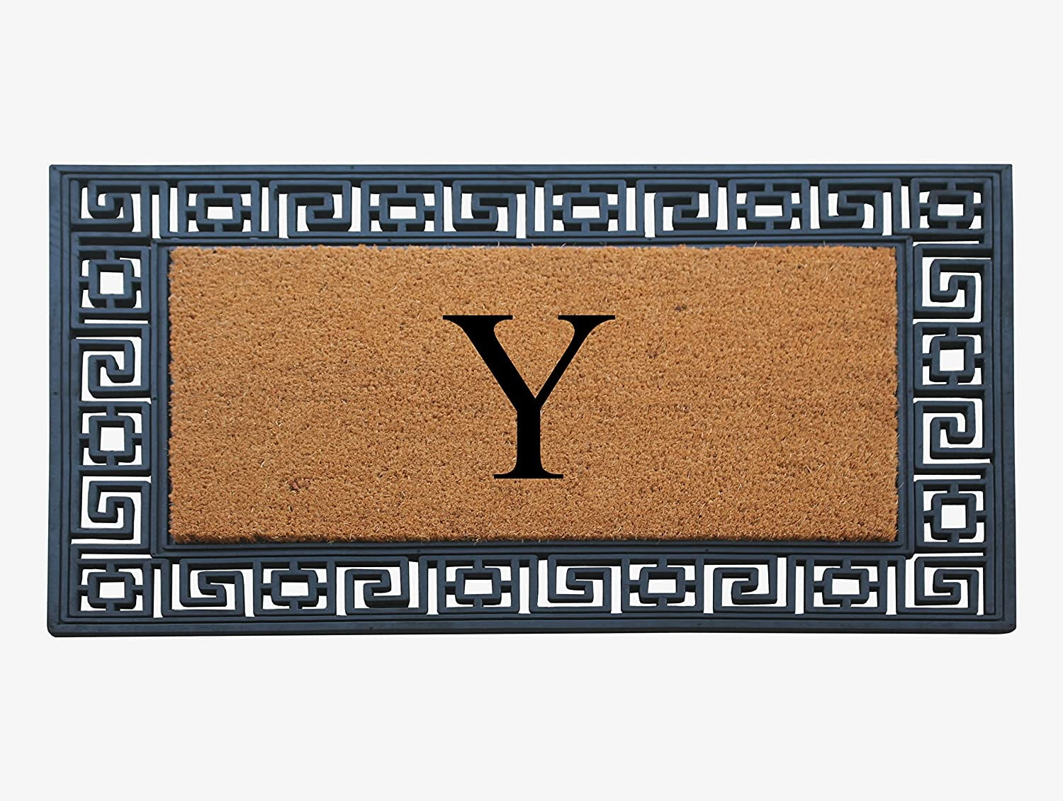A1HC Natural Rubber & Coir 24x36 Monogrammed Doormat For Front Door, Anti-Shed Treated Durable Doormat for Outdoor Entrance, Heavy Duty, Low Profile, Easy to Clean, Long Lasting Front Porch Entry Rug