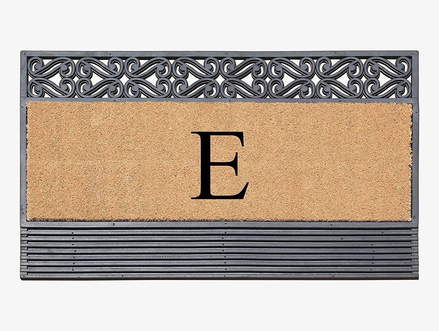 A1HC Natural Rubber & Coir 24x36 Monogrammed Doormat For Front Door, Anti-Shed Treated Durable Doormat for Outdoor Entrance, Heavy Duty, Low Profile, Easy to Clean, Long Lasting Front Porch Entry Rug