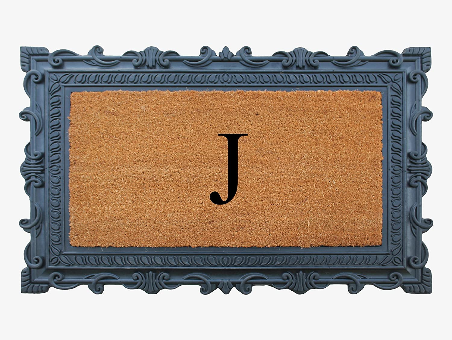 A1HC Natural Rubber & Coir 24x36 Monogrammed Doormat For Front Door, Anti-Shed Treated Durable Doormat for Outdoor Entrance, Heavy Duty, Low Profile, Easy to Clean, Long Lasting Front Porch Entry Rug
