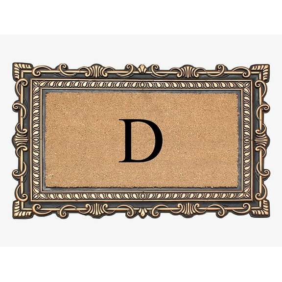 A1HC Natural Rubber & Coir 24x36 Monogrammed Doormat For Front Door, Anti-Shed Treated Durable Doormat for Outdoor Entrance, Heavy Duty, Low Profile, Easy to Clean, Long Lasting Front Porch Entry Rug