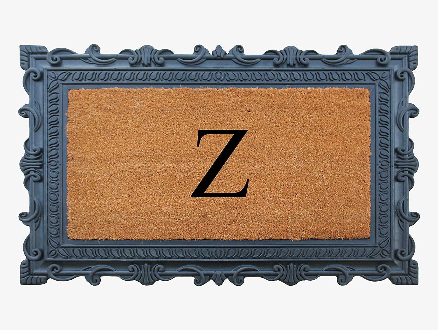 A1HC Natural Rubber & Coir 24x36 Monogrammed Doormat For Front Door, Anti-Shed Treated Durable Doormat for Outdoor Entrance, Heavy Duty, Low Profile, Easy to Clean, Long Lasting Front Porch Entry Rug