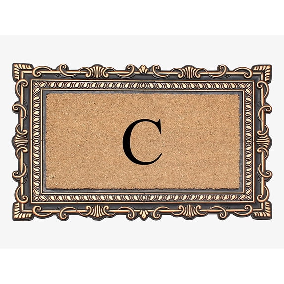 A1HC Natural Rubber & Coir 24x36 Monogrammed Doormat For Front Door, Anti-Shed Treated Durable Doormat for Outdoor Entrance, Heavy Duty, Low Profile, Easy to Clean, Long Lasting Front Porch Entry Rug