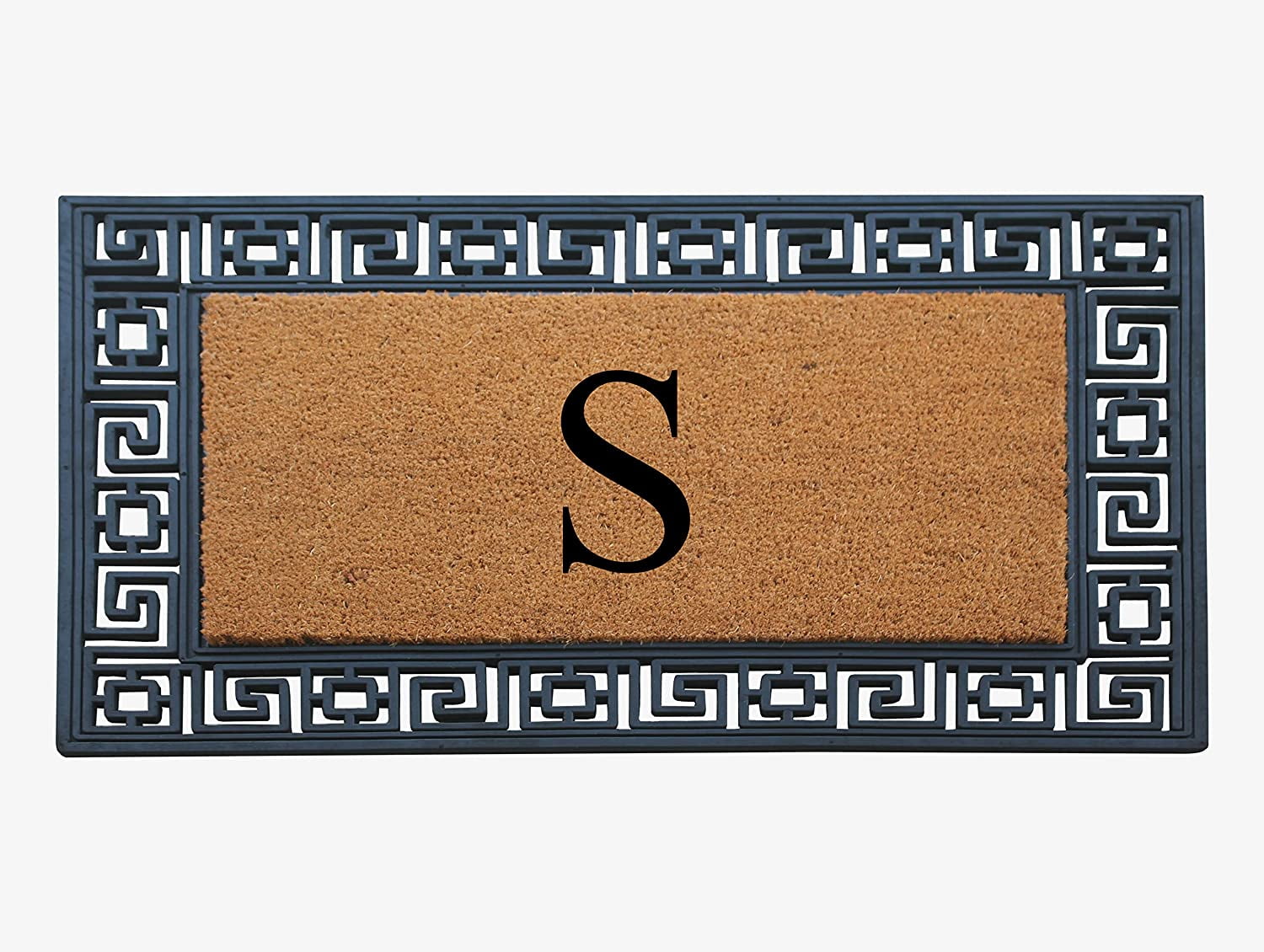 A1HC Natural Rubber & Coir 24x36 Monogrammed Doormat For Front Door, Anti-Shed Treated Durable Doormat for Outdoor Entrance, Heavy Duty, Low Profile, Easy to Clean, Long Lasting Front Porch Entry Rug