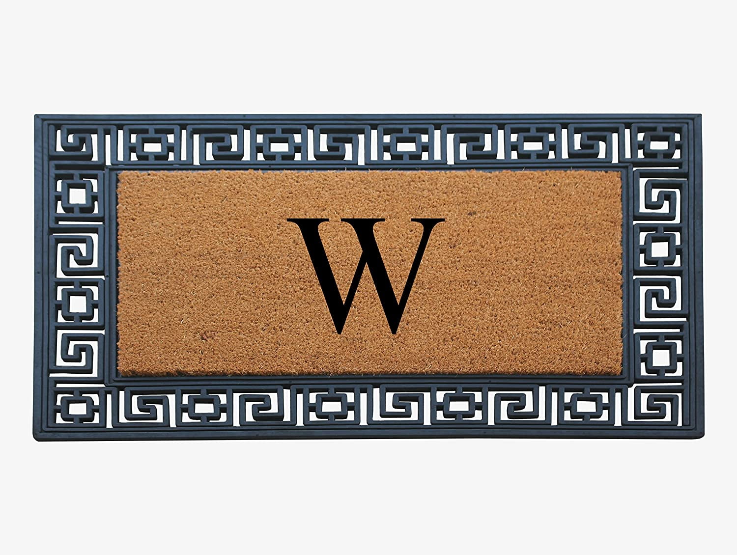 A1HC Natural Rubber & Coir 24x36 Monogrammed Doormat For Front Door, Anti-Shed Treated Durable Doormat for Outdoor Entrance, Heavy Duty, Low Profile, Easy to Clean, Long Lasting Front Porch Entry Rug