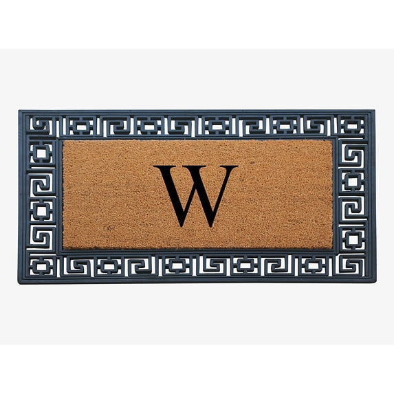 A1HC Natural Rubber & Coir 24x36 Monogrammed Doormat For Front Door, Anti-Shed Treated Durable Doormat for Outdoor Entrance, Heavy Duty, Low Profile, Easy to Clean, Long Lasting Front Porch Entry Rug