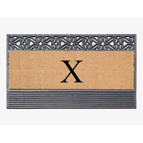 A1HC Natural Rubber & Coir 24x36 Monogrammed Doormat For Front Door, Anti-Shed Treated Durable Doormat for Outdoor Entrance, Heavy Duty, Low Profile, Easy to Clean, Long Lasting Front Porch Entry Rug