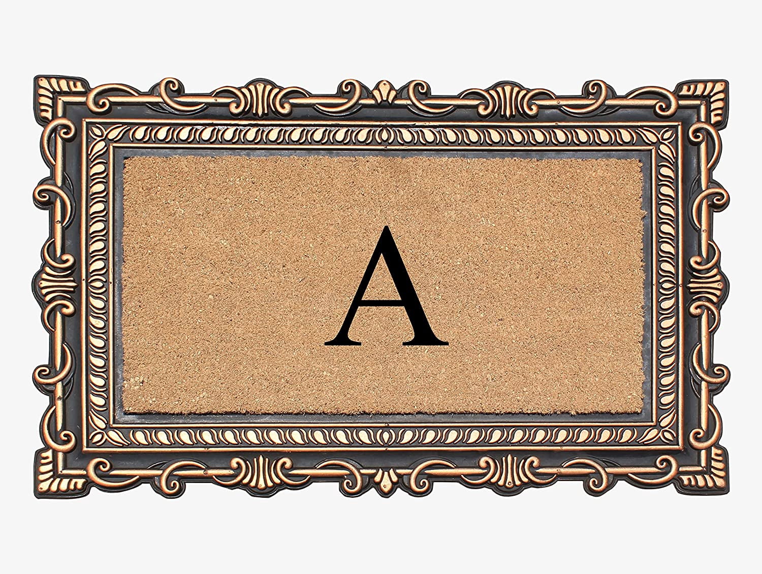 A1HC Natural Rubber & Coir 24x36 Monogrammed Doormat For Front Door, Anti-Shed Treated Durable Doormat for Outdoor Entrance, Heavy Duty, Low Profile, Easy to Clean, Long Lasting Front Porch Entry Rug