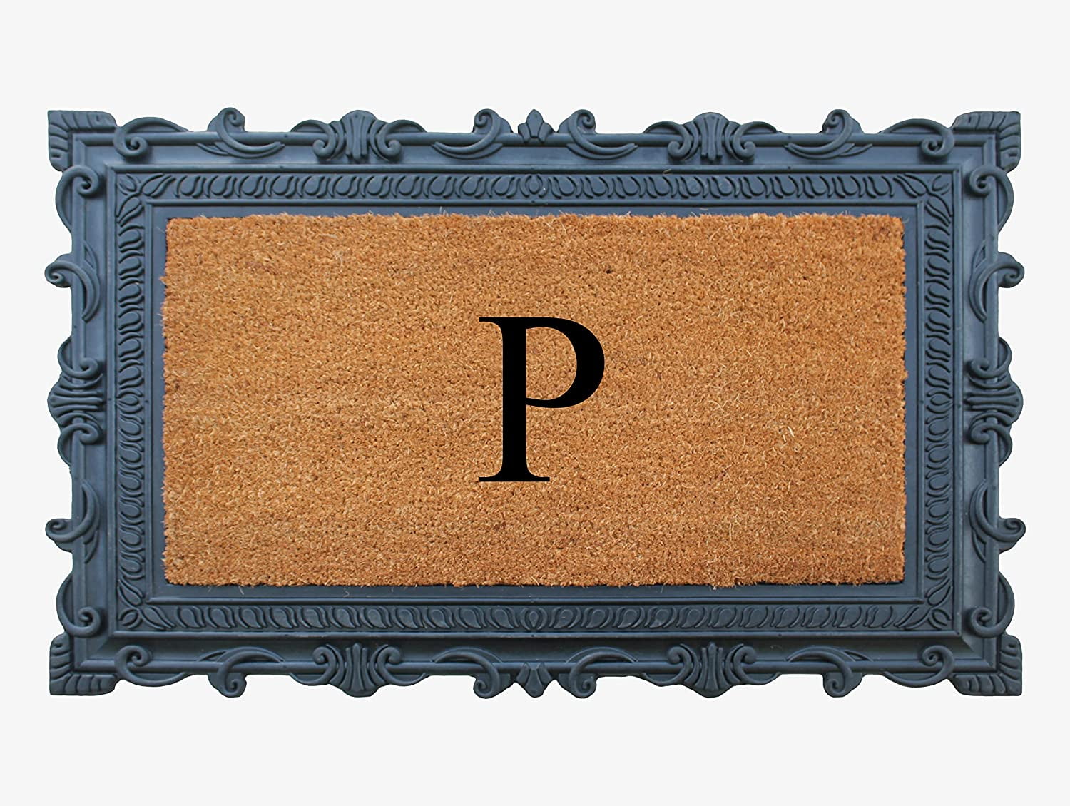A1HC Natural Rubber & Coir 24x36 Monogrammed Doormat For Front Door, Anti-Shed Treated Durable Doormat for Outdoor Entrance, Heavy Duty, Low Profile, Easy to Clean, Long Lasting Front Porch Entry Rug