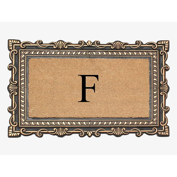 A1HC Natural Rubber & Coir 24x36 Monogrammed Doormat For Front Door, Anti-Shed Treated Durable Doormat for Outdoor Entrance, Heavy Duty, Low Profile, Easy to Clean, Long Lasting Front Porch Entry Rug