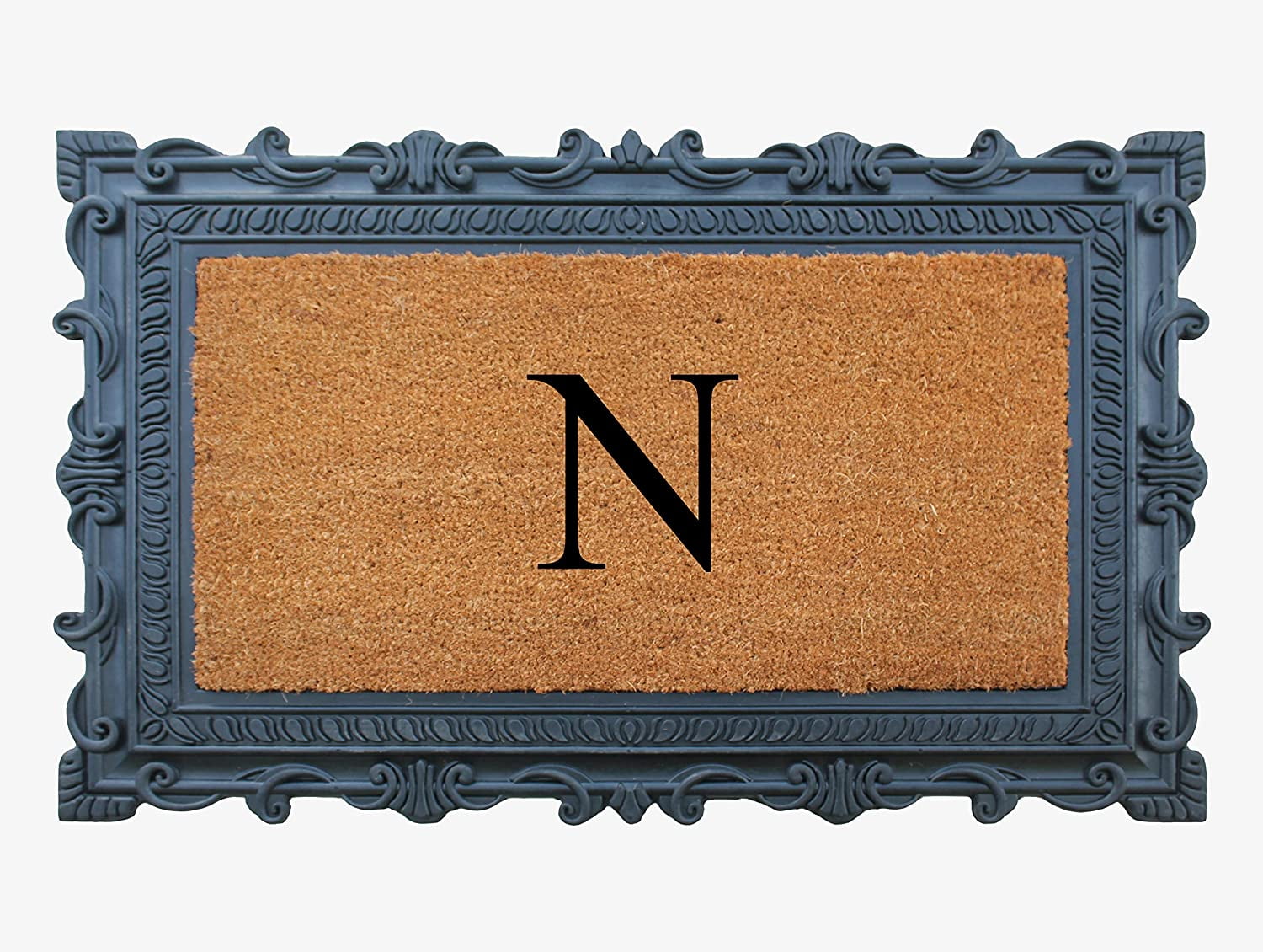 A1HC Natural Rubber & Coir 24x36 Monogrammed Doormat For Front Door, Anti-Shed Treated Durable Doormat for Outdoor Entrance, Heavy Duty, Low Profile, Easy to Clean, Long Lasting Front Porch Entry Rug